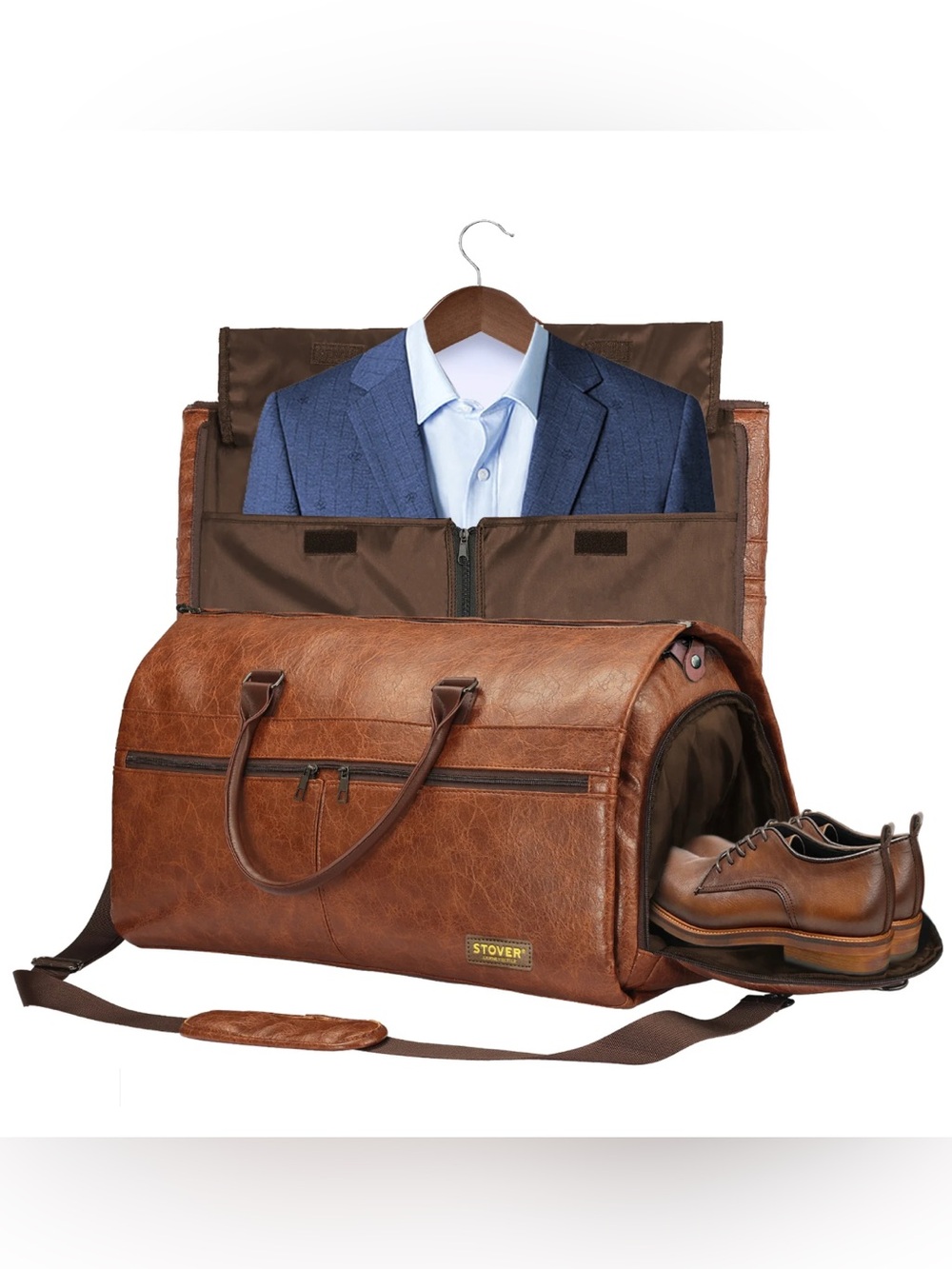 Stover Brown Leatherette Garment Suit Bag